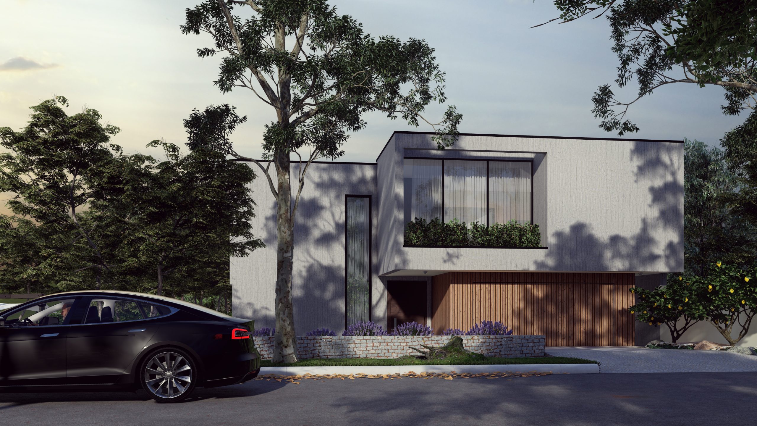 Residence cement render contemporary design